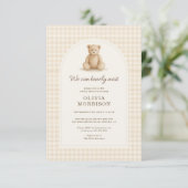Gingham Teddybeer We Can Bearly Wait Kaart (Staand voorkant)