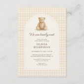 Gingham Teddybeer We Can Bearly Wait Kaart (Voorkant)