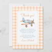 Gingham Time vliegt eerste verjaardag vliegtuig Bedankkaart (Voorkant)