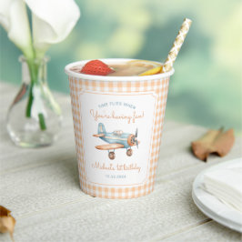 Gingham Time vliegt eerste verjaardag vliegtuig Papieren Bekers