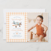 Gingham Time vliegt vliegtuig eerste verjaardag fo Kaart (Voorkant)