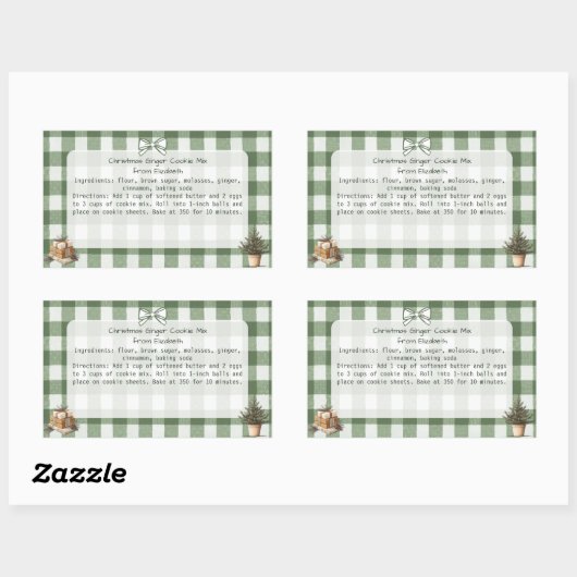 Gingham Trees Gift Christmas Cookie Mix Labels (Vel)