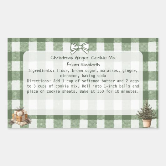 Gingham Trees Gift Christmas Cookie Mix Labels (Voorkant)