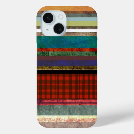 Gingham trend Grungy gestreepte kunst Case-Mate iPhone Case (Achterkant)