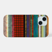 Gingham trend Grungy gestreepte kunst iPhone 15 Case (Achterkant horizontaal)