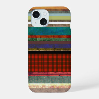 Gingham trend Grungy gestreepte kunst iPhone 15 Case