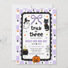 Gingham Trick Or Three Halloween Verjaardagsfeest  Kaart