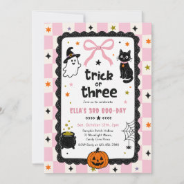 Gingham Trick Or Three Halloween Verjaardagsfeest  Kaart