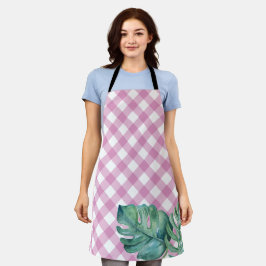 Gingham Tropical Pink Kitchen Schort voor haar