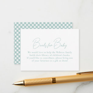 Gingham turquoise simpele leuke boeken voor baby s informatiekaartje