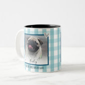 Gingham Twee foto Huisdier Naam Aangepast Tweekleurige Koffiemok (Voorkant links)