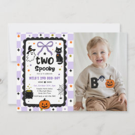 Gingham Twee Griezeldag Verjaardagsfeestje Foto Kaart