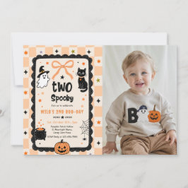 Gingham Twee Griezelen Verjaardagsfeest Foto Kaart