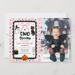 Gingham Twee Griezelen Verjaardagsfeest Foto voor  Kaart