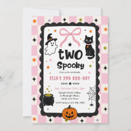 Gingham Twee Griezelen Verjaardagsfeestje met Hall Kaart