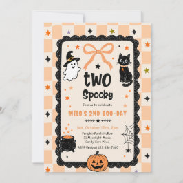 Gingham Twee Griezelen Verjaardagsfeestje met Hall Kaart