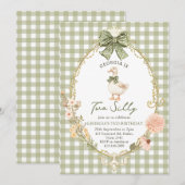 Gingham Two Silly Goose 2nd Birthday Invitation Kaart (Voorkant / Achterkant)