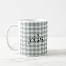 Gingham Typografie Speld Script "Gather" Land Koffiemok