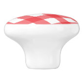 Gingham uit rood en wit land gecontroleerd keramische knop (Zijkant)