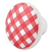 Gingham uit rood en wit land gecontroleerd keramische knop (Rechts)