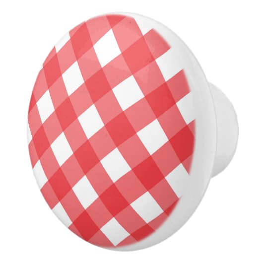 Gingham uit rood en wit land gecontroleerd keramische knop (Rechts)
