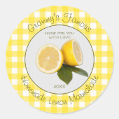 Gingham Uw beroemde aangepaste Lemon Marmalade-eti Ronde Sticker (Voorkant)