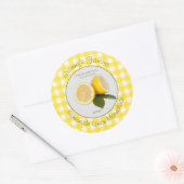 Gingham Uw beroemde aangepaste Lemon Marmalade-eti Ronde Sticker (Envelop)