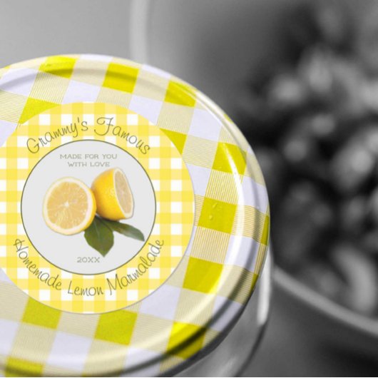 Gingham Uw beroemde aangepaste Lemon Marmalade-eti Ronde Sticker