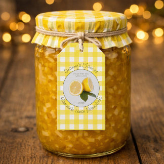 Gingham Uw Beroemde Op Maat Gemaakte Citroen Marme Cadeaulabel