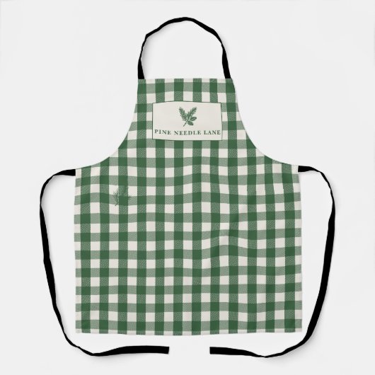 Gingham van Pine Needle Lane met botanische charme Schort (Voorkant)