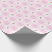 Gingham Verpakkingspapier Pastel Roze met Tulp Cadeaupapier (Hoek)