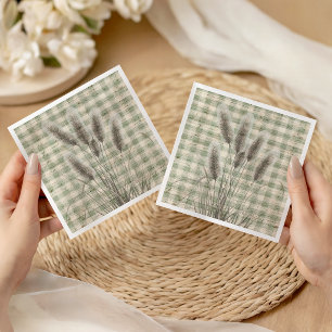 Gingham Visser Kledinglijn Visvangst Baby Shower Servet