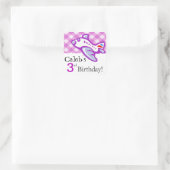 Gingham vliegtuig verjaardagsfeestje gunst | LILA Vierkante Sticker (Tas)