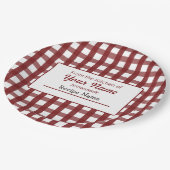 Gingham-voedseletiket Papieren Bordje (Gekanteld)