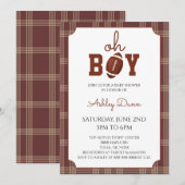 Gingham Voetbal Baby Shower Kaart (Voorkant / Achterkant)
