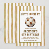Gingham voetbal voetbal verjaardagsuitnodiging kaart (Voorkant / Achterkant)