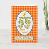Gingham voor marigolds en Check: 55th Birthday Kaa Kaart (Voorkant)