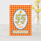 Gingham voor marigolds en Check: 55th Birthday Kaa Kaart (Gele Bloem)
