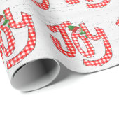 Gingham Vreugde Op Gewit Hout Cadeaupapier (Rol Hoek)