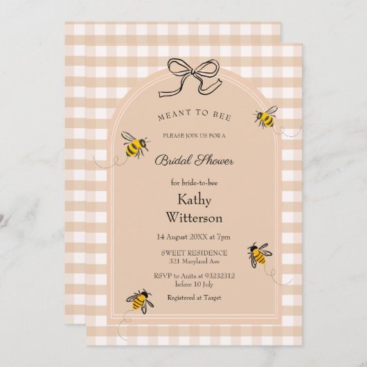 Gingham was bedoeld als uitnodiging voor een bruid (Voorkant / Achterkant)