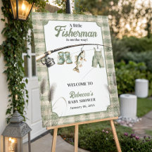 Gingham Waslijn Visvangst Baby Shower Welkom