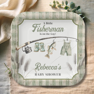 Gingham Waslijn Visvangst Thema Baby Shower Decora Papieren Bordje