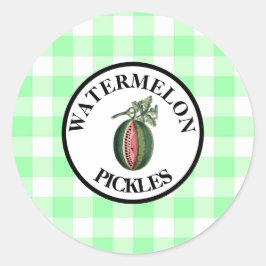 Gingham Watermeloenpickles Ronde Sticker