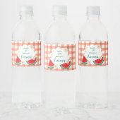 Gingham Watermelon Bottle Wrappers Waterfles Etiket (Flessen)