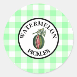 Gingham Watermelon Pickles Ronde Sticker