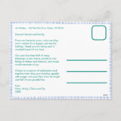 Gingham Wavy Blue Green Christmas Custom 3 Foto Feestdagenkaart (Achterkant)