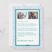 Gingham Wavy Blue Green Christmas Custom 3 Foto Feestdagenkaart (Achterkant)