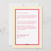 Gingham Wavy Roze Geel Kerst Custom 3 Foto Feestdagenkaart (Achterkant)