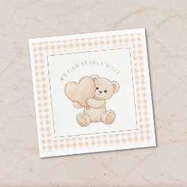 Gingham We Can Bearly Wait Baby Shower Napkins Servet