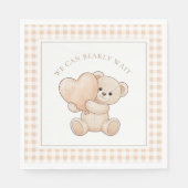 Gingham We Can Bearly Wait Baby Shower Servetten (Voorkant)
